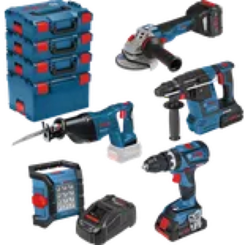Machines de la gamme Bosch Professional 18 V partageant la même batterie