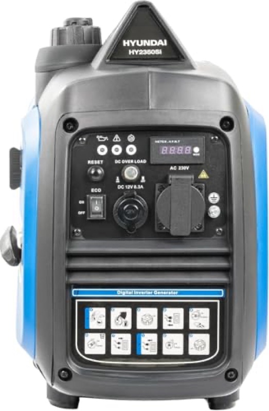 Control panel and sockets of the Hyundai 2000 W